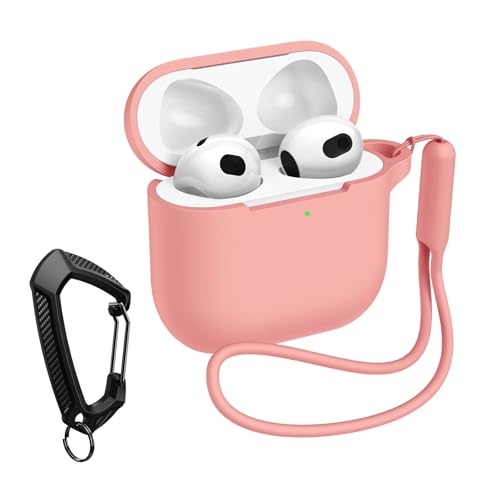 MILPROX Schutzhülle kompatibel mit AirPods 4 – weiche Silikon-Schutzhülle mit Schlüsselanhänger/Riemen, Front-LED sichtbar, stoßfest, schlanke Hüllen, kompatibel mit Airpod 4. Generation, Rosa von MILPROX