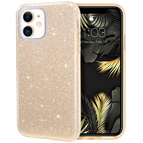 MILPROX iPhone 11 Hülle Glitzer Schutzhülle Bling DREI-Schicht-Hybridstruktur Slim Kristallklar schützende Hülle kompatibel mit iPhone 11 6.1 Zoll （Gold von MILPROX