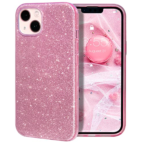 MILPROX iPhone 12 Mini Hülle Glitzer Schutzhülle Bling DREI-Schicht-Hybridstruktur Slim Kristallklar schützende Hülle kompatibel mit iPhone 12 Mini - Pink von MILPROX