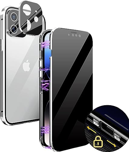 MIMGOAL Anti Spy Hülle für iPhone 11 360 Grad Magnetische Handyhülle mit Sichtschutz Blickschutz Vorne und Hinten Gehärtetes Glas Ganzkörper Handyhülle mit Kameraschutz Privacy Anti-peep Case, Silber von MIMGOAL