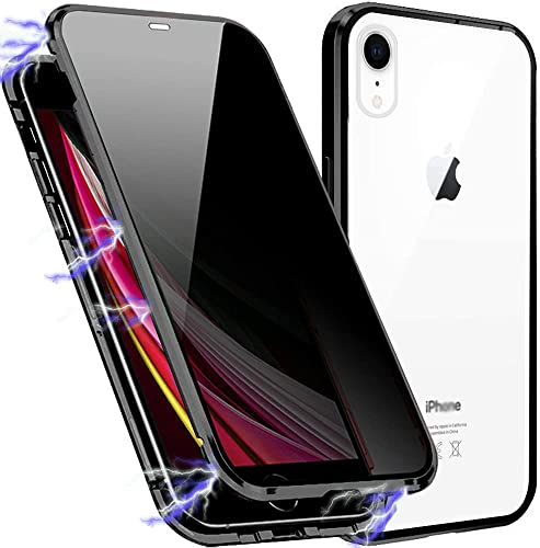 MIMGOAL Anti Spy Hülle für iPhone XR 360 Grad Magnetische Handyhülle mit Sichtschutz Blickschutz [Vorne und Hinten Gehärtetes Glas Ganzkörper Schutzhülle] Full Body Privacy Anti-peep Case, Schwarz von MIMGOAL