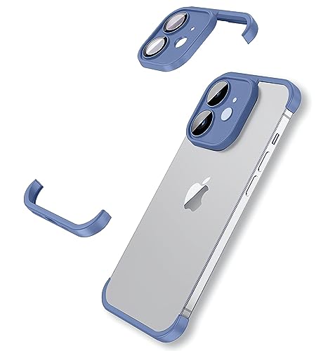 MIMGOAL Hülle für iPhone 12 Bumper Case mit Kameraschutz, Stoßdämpfende Schutzhülle im Schlanken Design Rahmenloses Dünn Slim Lightweight Cover für iPhone 12 Frameless Slim Case, Blau von MIMGOAL