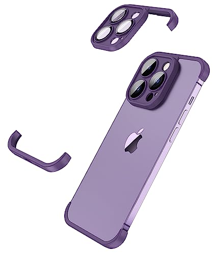 MIMGOAL Hülle für iPhone 14 Pro Bumper Case mit Kameraschutz, Stoßdämpfende Schutzhülle im Schlanken Design Rahmenloses Dünn Slim Lightweight Cover für iPhone 14 Pro Frameless Slim Case, Violett von MIMGOAL