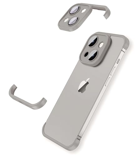 MIMGOAL für iPhone 15 Hülle mit Kameraschutz - Bumper Case, Stoßdämpfende Schutzhülle im Schlanken Design Rahmenloses Dünn Slim Lightweight Cover für iPhone 15, Titan Grau von MIMGOAL