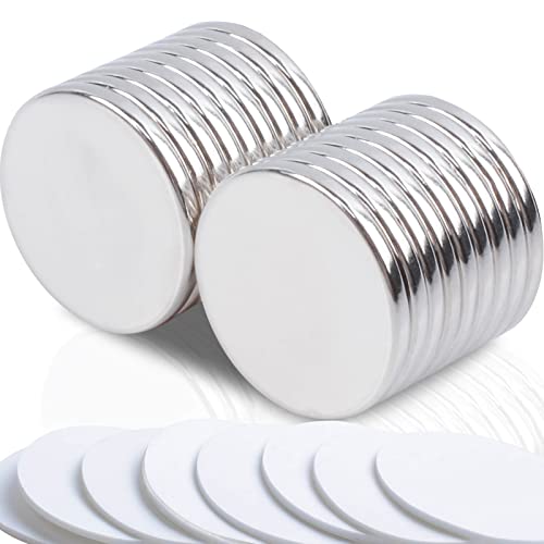 MIN CI 20x2mm Magnete Stark Groß, 18 Stück Neodym Magnet Selbstklebend Stark Magneten für Magnettafel Kühlschrank Starke Magnete Rund Klein Flach Klebe Magnet von MIN CI