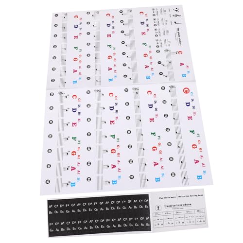MINAOLULUS 1Blatt Klaviertastatur Aufkleber für Anfänger Abnehmbare und Wiederverwendbare Sticker für Elektronische Orgeln und Klaviere Transparent mit Schwarzen Tastenaufklebern von MINAOLULUS