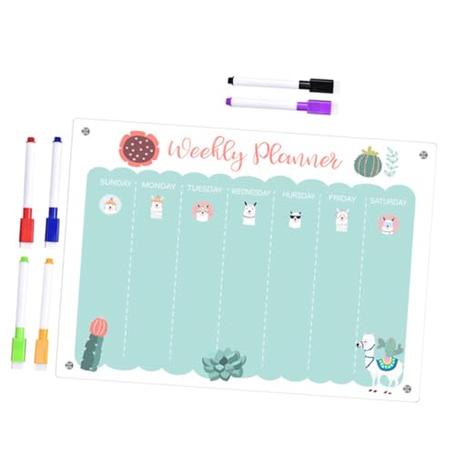 MINAOLULUS 1Satz Magnetische Kühlschranktafel Acryl Whiteboard für Wochenplanung Abwischbar Whiteboard Stifte Praktischer Organizer für Kühlschrank für Tägliche von MINAOLULUS