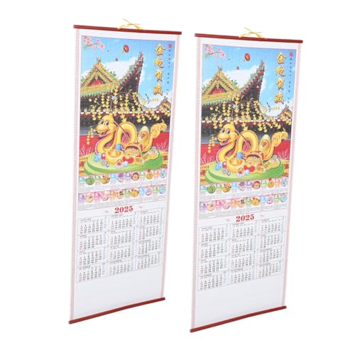 MINAOLULUS 2 Stück 2025 Rattan Kalender Aus Kunstrattan Chinesischer Mondkalender Zum Aufhängen Wandkalender Zum Aufhängen Chinesischer Tischkalender Jahr Der Schlange Wandkalender von MINAOLULUS