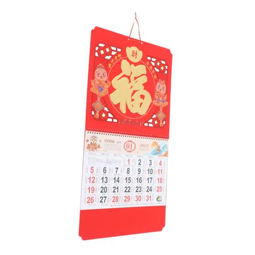 MINAOLULUS 2025 Wandkalender mit segnendem Charakter Wandkalender für das Jahr der Schlange Monatlicher Kalender Chinesischer Neujahrswandkalender Neujahrskalender Papier rot von MINAOLULUS