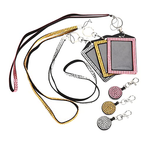 MINAOLULUS 3Stücke Einziehbare Id Halter mit Strass Ausweisrolle für Lehrer und Krankenschwestern Langlebig und Stylisch für Büro Schule und Veranstaltungen von MINAOLULUS