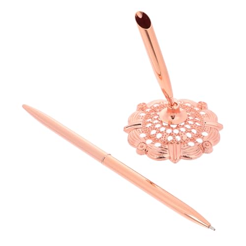 MINAOLULUS Signaturstift Gästebuchstift Hochzeit Stifte Stift mit Ständer Stifte für Gästebücher zur Hochzeit Hochzeitsstifte für das Gästebuch Stifthalter Metall Rose Gold von MINAOLULUS