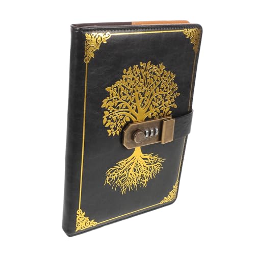 MINAOLULUS Vintage Pu Journal Mit Passwort A5 Büro-notizbuch Tragbares Retro-tagebuch Abschließbares Tagesnotizbuch Schloss-journal Für Geschäft Und Reise von MINAOLULUS