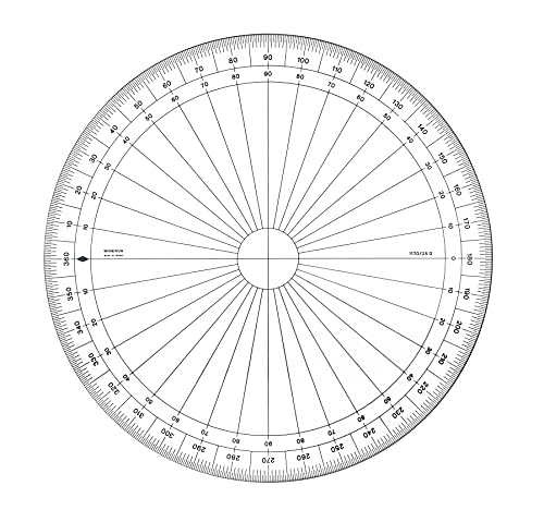 MINERVA Vollkreis Winkelmesser, Grad 360°, 25 cm, transparent von MINERVA