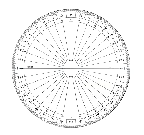 MINERVA Vollkreis Winkelmesser, Grad 360°, 30 cm, transparent von MINERVA