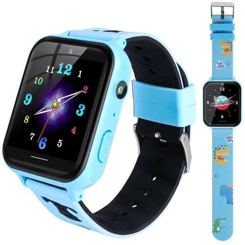 MINGPINHUIUS Kinder Smartwatch mit 10 Spielen, SOS-Anrufalarm, Rekorder, Taschenrechner, MP3, Kinderuhr Spielzeug für für Jungen, Mädchen 4-10 Jahren Geburtstagsgeschenk (Blau) von MINGPINHUIUS