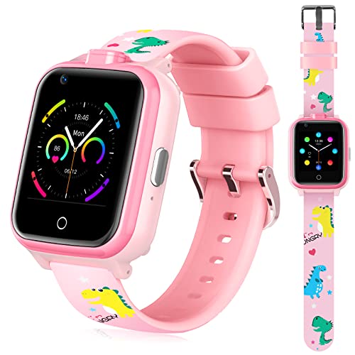 Smartwatch Kinder mit GPS und Anruf, 4G Kinder Smartwatch IP67 wasserdicht Kinderuhr mit SOS, Dual Kamera, WLAN Touchscreen Bluetooth Armbanduhr für Jungen Mädchen (Pink) von MINGPINHUIUS