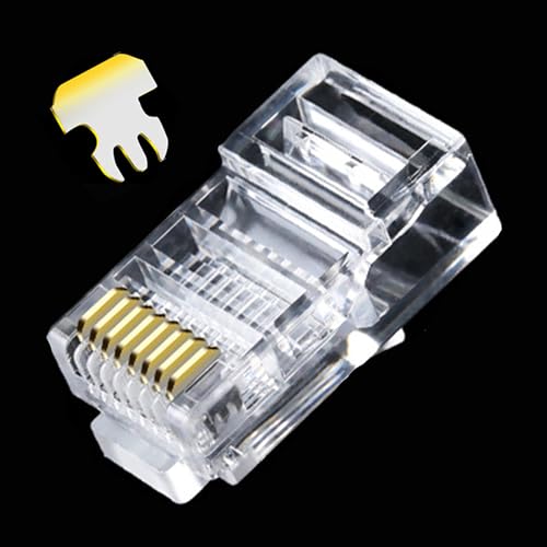 MINGZE 100 Stücke RJ45 CAT5 CAT5E CAT6 Netzwerkkabel LAN Crimp Stecker 8P8C UTP Gold Überzogene Ethernet-Kabel Kristall Kopf von MINGZE