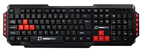MINIBIRD Gonolek Tastatur, halbmechanisch, kabelgebunden, 10 Multimediastasten, programmierbare Funktionen, Gamer-Tastatur, Semi-mechanisch, USB 2.0, Kabel 2 m, QWERTY-UK, Schwarz von MINIBIRD