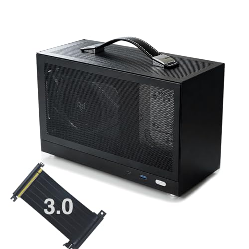 MiniNeo S300 Tragbares 8-Liter-Mini-ITX-Gehäuse mit kleinem Formfaktor, fortschrittlichem belüftetem Panel, kostenlosem PCIe 3.0 16X-Riser (schwarz) von MININGEEK