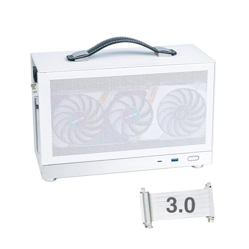 MiniNeo S300 Tragbares 8-Liter-Mini-ITX-Gehäuse mit kleinem Formfaktor, fortschrittlichem belüftetem Panel (Weiß) von MININGEEK