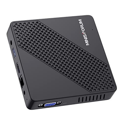 Mini PC Lüfterlos MINISFORUM Intel Celeron N4020 (bis zu 2.8 GHz) 4GB DDR4/64GB eMMC Mini Desktop Computer HDMI und VGA-Anschluss 2.4/5.8 G WiFi BT4.2 3xUSB3.0, M.2 2242 SSD von MINIS FORUM