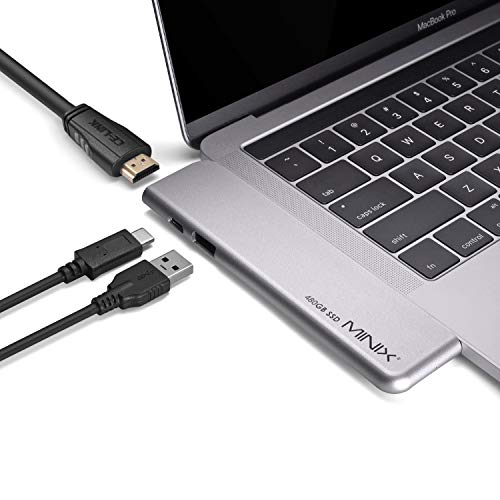 MINIX NEO SD4 USB-C Multiport 480 GB SSD Speicher-Hub für Apple MacBook Air/Pro | HDMI 4K @ 60Hz | Thunderbolt 3 | USB 3.0, verkauft von MINIX Technology Limited. (Space Gray) von MINIX