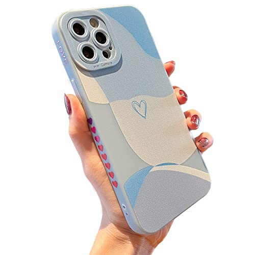 Kompatibel mit iPhone 12 Pro Max Hülle, süßes Colorful Heart mit Liebesbriefen und schützendem Kameraobjektiv-Design, dünne Silikagel-stoßfeste Seitenherz-Handyhülle für Frauen und Mädchen-Light Blue Kompatibel mit iPhone 12 Pro Max Hülle, süßes Colorful Heart mit Liebesbriefen und schützendem Kameraobjektiv-Design, dünne Silikagel-stoßfeste Seitenherz-Handyhülle für Frauen und Mädchen-Light Blue von MINSCOSE