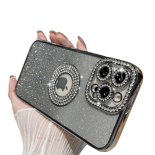 MINSCOSE Glitzer-Schutzhülle, kompatibel mit iPhone 12 Pro Max, luxuriös, niedliches glitzerndes Diamant-Design mit glitzernder Kameraschutz-Beschichtung, Logo-Ansicht, ästhetisch, stoßfest, für Damen von MINSCOSE