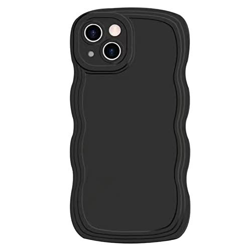 MINSCOSE Handyhülle für iPhone 13 6,1", Niedliche Schutzhülle mit Wellenförmigem Rahmen, Stoßfeste Kratzfeste Silikon Hülle für Frauen Mädchen-Black von MINSCOSE