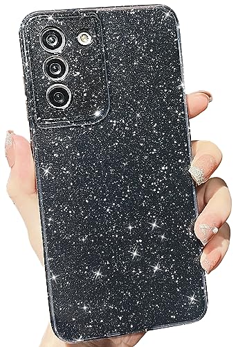 MINSCOSE Schutzhülle für Samsung Galaxy S21 FE 5G, niedliches Neonfarben, glitzernd, dünn, dünn, stoßfest, Silikon, glitzernd, für Damen und Mädchen, 16,4 cm (6,4 Zoll), Schwarz von MINSCOSE