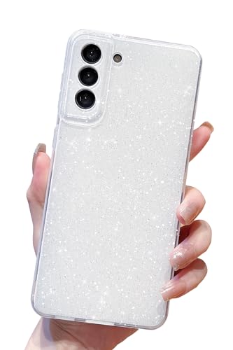 MINSCOSE Kompatibel mit Samsung Galaxy S21 Plus 5G Hülle, niedlicher Bling-Glitzer, dünn, dünn, stoßfest, TPU, glitzernde Abdeckung für Damen und Mädchen, für Galaxy S21 Plus 6,7 Zoll, Weiß von MINSCOSE