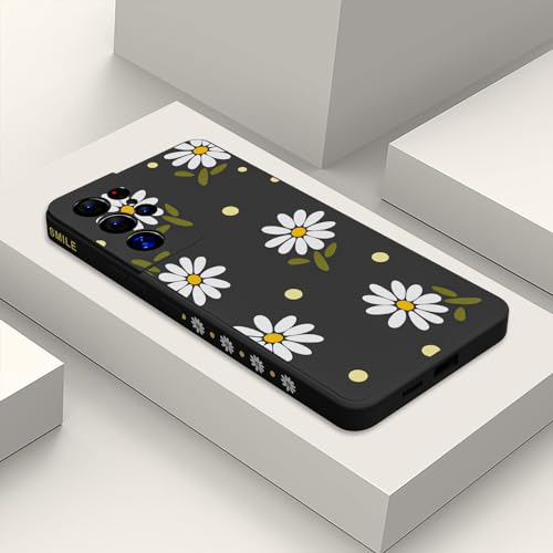 MINSCOSE Kompatibel mit Samsung Galaxy S21 Ultra Hülle, modisches Chrysanthemen-Blumen-Design, niedliche neonfarbene helle Farbe, weiches Silikon, schlank, dünn, mädchenhafte Handy-Schutzhülle für von MINSCOSE
