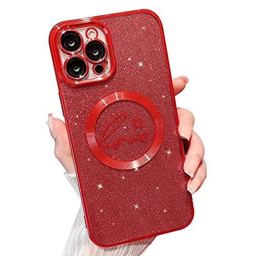 MINSCOSE Magnetische Schutzhülle für iPhone 12 Pro Max, kompatibel mit Magsafe, luxuriöses Liebesherz-Muster-Design,glitzernd,stoßfest,volle Kameraabdeckung,Schutzhüllen für Mädchen und Frauen-Red MINSCOSE Magnetische Schutzhülle für iPhone 12 Pro Max, kompatibel mit Magsafe, luxuriöses Liebesherz-Muster-Design,glitzernd,stoßfest,volle Kameraabdeckung,Schutzhüllen für Mädchen und Frauen-Red von MINSCOSE