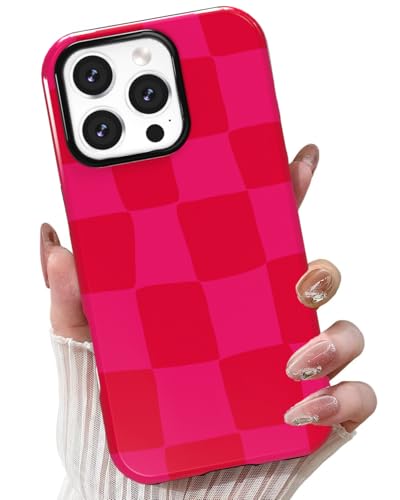 MINSCOSE Schachbrett-Schutzhülle für iPhone 16 Pro Max, niedliches ästhetisches Karomuster-Design, schlank, dünn, Hartplastik, weiches Silikon, für Damen und Mädchen, für iPhone 16 Pro Max 17,5 cm von MINSCOSE