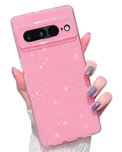 MINSCOSE Schutzhülle für Google Pixel 7 Pro, niedlich, glitzernd, dünn, dünn, stoßfest, TPU, glitzernd, für Damen und Mädchen, 17,5 cm (6,7 Zoll), Rosa von MINSCOSE