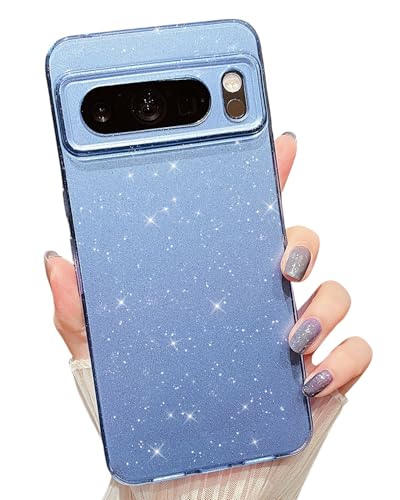 MINSCOSE Schutzhülle für Google Pixel 8 Pro, niedlich, glitzernd, dünn, dünn, stoßfest, TPU, glitzernd, für Damen und Mädchen, für Google 8 Pro 17,5 cm (6,7 Zoll), Hellblau von MINSCOSE