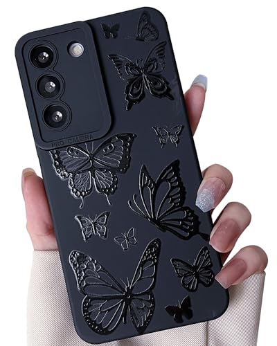 MINSCOSE Schutzhülle für Samsung Galaxy S20 FE 16,5 cm (6,5 Zoll), niedliches Schmetterling-Design, weiches Silikon, dünn, stoßfest, für Damen, Mädchen, Schmetterling, Schwarz von MINSCOSE