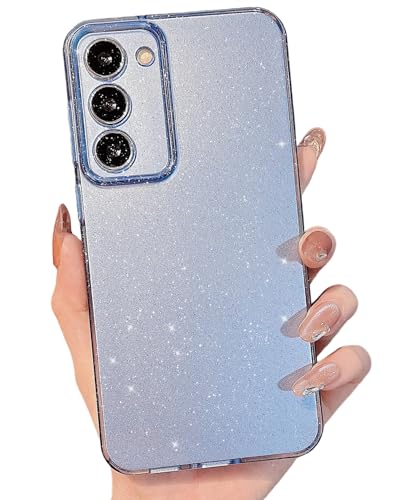 MINSCOSE Schutzhülle für Samsung Galaxy S23 Plus, niedliche Neonfarben, glitzernd, dünn, stoßfest, Silikon, glitzernd, weiche TPU-Handyhüllen für Damen und Mädchen, Hellblau von MINSCOSE