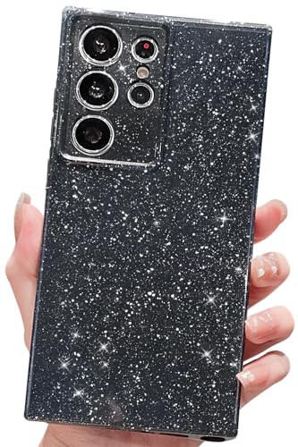 MINSCOSE Schutzhülle für Samsung Galaxy S24 Ultra mit Glitzer, niedlich, ästhetisch, dünn, dünn, stoßfest, glitzernd, glänzend, für Damen und Mädchen, Neonschwarz MINSCOSE Schutzhülle für Samsung Galaxy S24 Ultra mit Glitzer, niedlich, ästhetisch, dünn, dünn, stoßfest, glitzernd, glänzend, für Damen und Mädchen, Neonschwarz von MINSCOSE