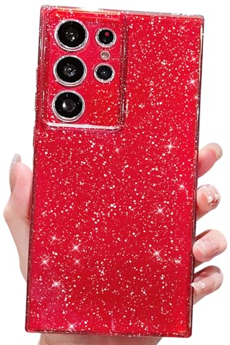 MINSCOSE Schutzhülle für Samsung Galaxy S24 Ultra mit Glitzer, niedlich, ästhetisch, dünn, dünn, stoßfest, glitzernd, glänzend, für Damen und Mädchen, Neonweinrot MINSCOSE Schutzhülle für Samsung Galaxy S24 Ultra mit Glitzer, niedlich, ästhetisch, dünn, dünn, stoßfest, glitzernd, glänzend, für Damen und Mädchen, Neonweinrot von MINSCOSE