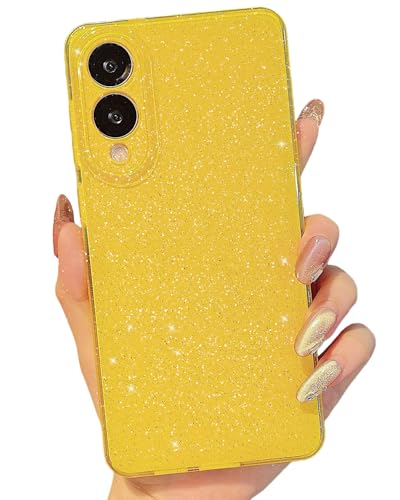 MINSCOSE Schutzhülle für Samsung Galaxy S25 Edge, niedlich, ästhetisch, glitzernd, dünn, dünn, stoßfest, weiches TPU, glitzernd, glänzend, für Damen und Mädchen, 17 cm (6,7 Zoll), Gelb von MINSCOSE