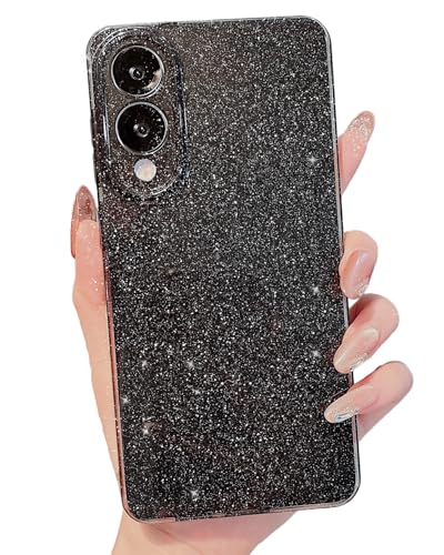MINSCOSE Schutzhülle für Samsung Galaxy S25 Edge, niedlich, ästhetisch, glitzernd, dünn, dünn, stoßfest, weiches TPU, glitzernd, glänzend, für Damen und Mädchen, 17 cm (6,7 Zoll), Schwarz von MINSCOSE
