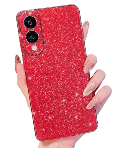 MINSCOSE Schutzhülle für Samsung Galaxy S25 Edge, niedlich, ästhetisch, glitzernd, dünn, dünn, stoßfest, weiches TPU, glitzernd, glänzend, für Damen und Mädchen, 17 cm (6,7 Zoll), Weinrot von MINSCOSE