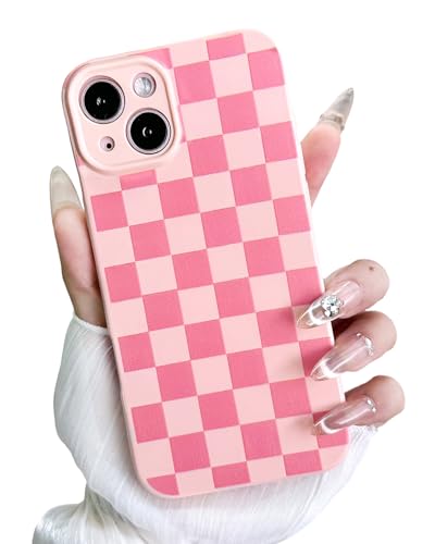 MINSCOSE Schutzhülle für iPhone 15, ästhetisches Karomuster, Schachbrettmuster, trendiges, schlankes TPU, stoßfest, vollständiger Kameraschutz, Rosa MINSCOSE Schutzhülle für iPhone 15, ästhetisches Karomuster, Schachbrettmuster, trendiges, schlankes TPU, stoßfest, vollständiger Kameraschutz, Rosa von MINSCOSE
