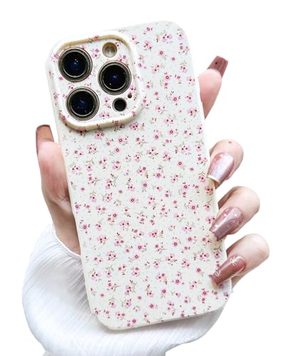 MINSCOSE Schutzhülle für iPhone 16 Pro, Blumenmuster, klassisch, für Damen und Mädchen, niedliches Blumendesign, weiches TPU, stoßfest, modisch, schmal, Rosa von MINSCOSE