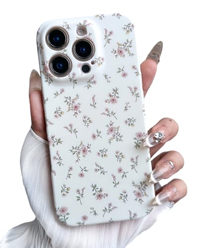 MINSCOSE Schutzhülle für iPhone 16 Pro, niedliches Blumenmuster, ästhetisches Muster, erhöhter Kameraschutz, schmal, stoßfest, für Damen und Mädchen, Rosa von MINSCOSE