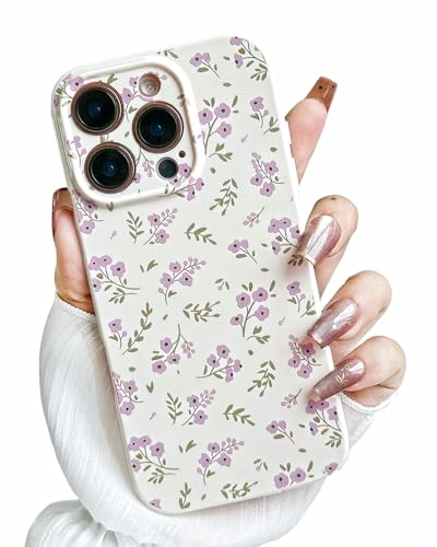 MINSCOSE Schutzhülle für iPhone 16 Pro Max, süßes Blumenmuster, klassisches Design, weiches TPU, stoßfest, modisch, schmal, Violett von MINSCOSE