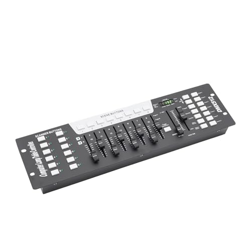 DMX-Controller, DMX512 192 Kanäle DMX-Licht-Controller 16-Kanal-Dimmung 4-stellige Nixie-Röhre 8 Schieberegler für den manuellen Steuerkanal für Disco KTV DJ-Konsole der Stage Light Concert Party von MINUS ONE