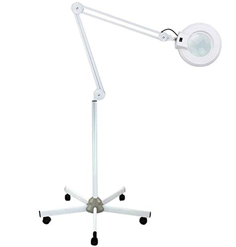 Kosmetische Lupenlampe LED Lupenleuchte auf Rollstativ Kosmetik Arbeitsleuchte Kosmetiklampe Kosmetikleuchte Weiß 22W (8X) von MINUS ONE