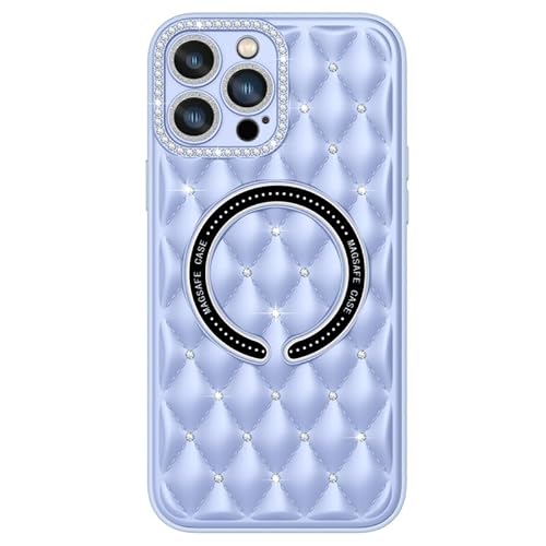MINUISCT Kompatibel für iPhone 13 Pro Hülle magnetisch, TPU+PC Material, Frauen Mädchen Clear Glitter Bling Sparkly Fall, Diamant Kamera Objektiv Protektoren, Lavendel von MINUUISCT